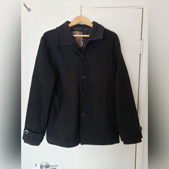 BKE Vintage Wool Blend Coat (Black, S) Y2K - Picture 1 of 9